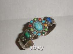 Sterling silver Don Lucas High Desert Collection sign cuff bracelet multistones