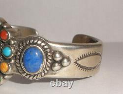 Sterling silver Don Lucas High Desert Collection sign cuff bracelet multistones