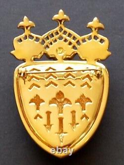 Swarovski Designer Signed Rhinestone Shield Heraldic Brooch Swan High End Pin