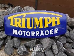 TRIUMPH Motorcycles Vintage German Dealer Logo Sign Genuine Porcelain Enamel