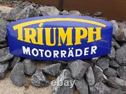 TRIUMPH Motorcycles Vintage German Dealer Logo Sign Genuine Porcelain Enamel