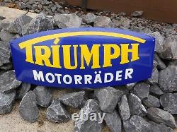 TRIUMPH Motorcycles Vintage German Dealer Logo Sign Genuine Porcelain Enamel