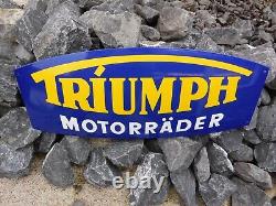 TRIUMPH Motorcycles Vintage German Dealer Logo Sign Genuine Porcelain Enamel