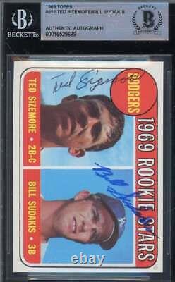 Ted Sizemore Bill Sudakis Beckett BAS Signed 1969 Topps Rookie Stars Autograph