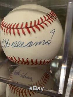 Ted Williams Autographed Omlb with ultra RARE # 9 Inscription-High Grade- Clean
