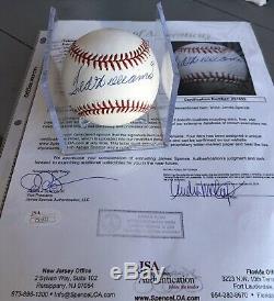 Ted Williams Autographed Omlb with ultra RARE # 9 Inscription-High Grade- Clean