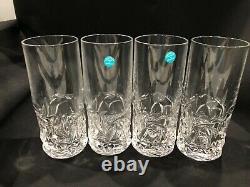 Tiffany & Co Lead Crystal Rock-Cut High Ball Glasses Set of Four 6.5 Tall