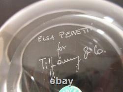Tiffany & Co Signed Elsa Peretti Italy Glass Thumbprint Bowl 7, 3 1/2high