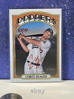 Topps Heritage High Number 2021 Baseball Real Ones Auto Corey Seager 52/72 Red
