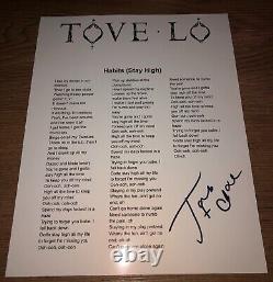 Tove Lo Habits Stay High Signed Autographed Lyric Sheet COA E2