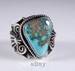 Turquoise Navajo Sterling Silver Ring Rare High Grade Fox Handmade Andy Cadman