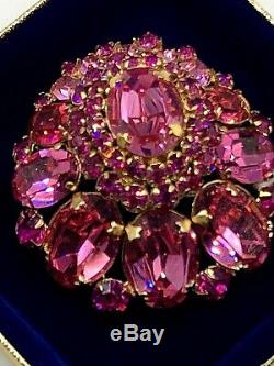 Utmost Rare Signed Schreiner High Rise Domed Brooch & Earrings Set Unq Color Com