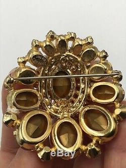 Utmost Rare Signed Schreiner High Rise Domed Brooch & Earrings Set Unq Color Com