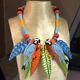 VTG Designer High End Signed Parrot Pearls Necklace Statement Ceramic