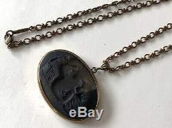 VTG Quality HIGH END Bronze Tone Signed EXTASIA Intaglio Cameo Necklace