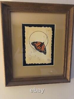 Vanessa Foley ORIGINAL painting, Monarch Butterfly, High Quality Frame