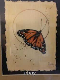 Vanessa Foley ORIGINAL painting, Monarch Butterfly, High Quality Frame