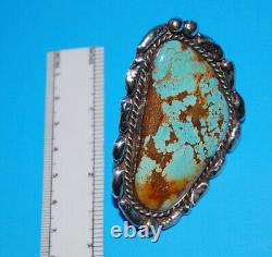 Very Large, Old Pawn Zuni Handmade Silver & High Grade Turquoise Ring Signed Jt
