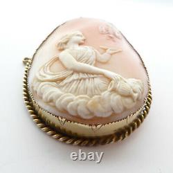 Victorian Butterfly Cameo Cupid & Psyche Rare Scene High Carat Gold Mount Signed