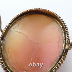 Victorian Butterfly Cameo Cupid & Psyche Rare Scene High Carat Gold Mount Signed