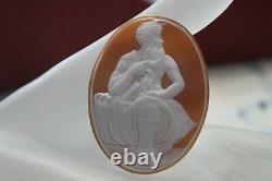 Victorian Vtg Carved Hard Stone / Shell Cameo High Relief 2 x 1 1/2 Signed