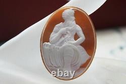 Victorian Vtg Carved Hard Stone / Shell Cameo High Relief 2 x 1 1/2 Signed