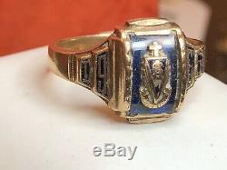Vintage 10k Gold High School Ring Scrape 1966 Signed Fowler 6.8 Grams
