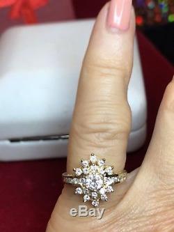 Vintage 14k Gold Genuine Natural High Quality Diamond Ring Signed Fi Engagement