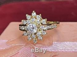 Vintage 14k Gold Genuine Natural High Quality Diamond Ring Signed Fi Engagement