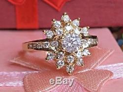 Vintage 14k Gold Genuine Natural High Quality Diamond Ring Signed Fi Engagement