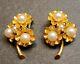 Vintage 14k Yellow Gold Pearl Earrings Signed 9.56 Grams High Quality
