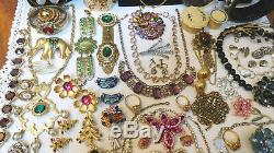 Vintage 70 Pc High End & Other Rhinestone Jewelry Lot Some Signed All Wearable