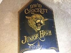 Vintage David Crockett Junior High Hand Painted Wood Sign