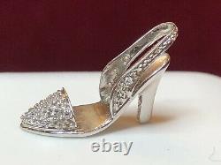 Vintage Estate 14k White Gold Diamond Pendant Charm High Heel Show Signed Bjc