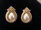 Vintage Givenchy Signed Faux Pearl Gold Plated Pierced Earrings High Quality