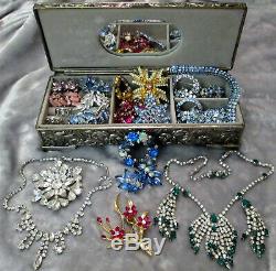 Vintage HIGH END Rhinestone Jewelry Lot BoxSIGNEDWEISSKRAMERB. DAVIDLISNER