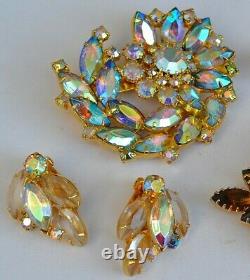 Vintage High End 60 Rhinestone, Coral Jewelry Lot, Signed, Juliana
