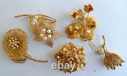 Vintage High End 60+ Rhinestone, Coral Jewelry Lot, Signed, Juliana, Brooch Etc