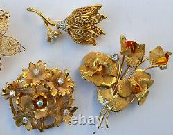 Vintage High End 60+ Rhinestone, Coral Jewelry Lot, Signed, Juliana, Brooch Etc