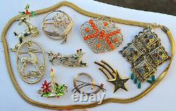 Vintage High End 60+ Rhinestone, Coral Jewelry Lot, Signed, Juliana, Brooch Etc