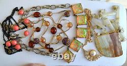 Vintage High End 60+ Rhinestone, Coral Jewelry Lot, Signed, Juliana, Brooch Etc