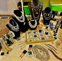 Vintage High End Jewelry 102 Piece Pearl Rhinestone Lot Signed