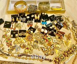 Vintage High End Jewelry 102 Piece Pearl Rhinestone Lot Signed