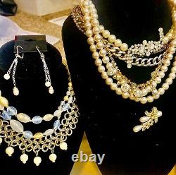 Vintage High End Jewelry 102 Piece Pearl Rhinestone Lot Signed