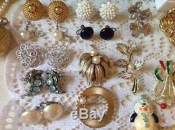 Vintage High End Jewelry Lot 77 Pcs ALL SIGNED Monet Crown Trifari Sterling ++