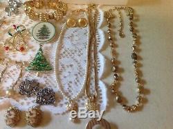 Vintage High End Jewelry Lot 77 Pcs ALL SIGNED Monet Crown Trifari Sterling ++