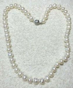 Vintage High End Mikimoto Hand Knotted Akoya Pearl Necklace Signed