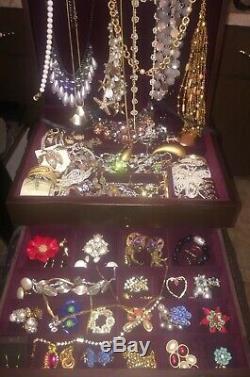 Vintage High End Rhinestone & Costume Jewelry Lot 80+ Pieces Many Signed