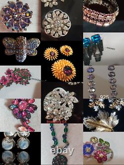 Vintage High End Rhinestone Jewelry Lot signed ANTIQUE ESTATE 350 PIECES & SETS