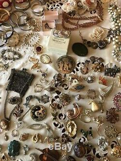 Vintage Jewelry Lot, High End, Designer Signed, Gold, Silver, Over 200 Pieces